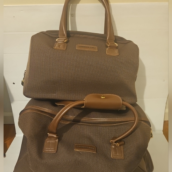 London Fog Oxford Houndstooth 2Piece Carry-On Luggage SetWheeled  Airln Approved - Picture 2 of 11